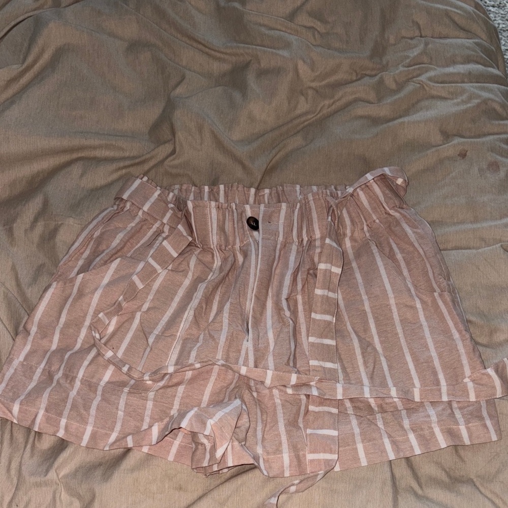 Dry Goods Beige and White Striped Shorts